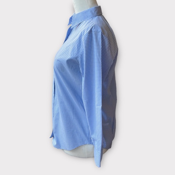 Ralph Lauren Shirt XS 100% Cotton Button Up 3/4 Sleeve Blue White Gingham Checks - Picture 4 of 11